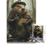 Rompecabezas para Adultos de 1000 Piezas: Castor, Detective, Fauna Silvestre, pasatiempo Tranquilo y satisfactorio, Juguete de Corte de precisión Entrelazado, tamaño 38x26cm