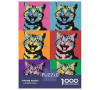 Rompecabezas para Adultos De 1000 Piezas Cat Andy Warhol Pop Art Rompecabezas para Adultos Juego De Ingenio Regalos para Mujeres 52x38cm/1000pcs