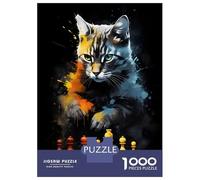Rompecabezas para Adultos De 1000 Piezas Cat Chess Painting Rompecabezas para Adultos Juego Práctico Análisis Y Lógica Gran Regalo para Los Amantes De Los Juegos 52x38cm/1000pcs
