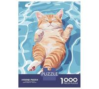 Rompecabezas para Adultos De 1000 Piezas Cat Floating Peacefully in Water Rompecabezas para Adultos Juegos Familiares Mejora La Memoria Desafío Educativo 70x50cm/1000pcs