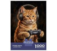 Rompecabezas para Adultos De 1000 Piezas Cat Gamer Rompecabezas para Adultos Juego Práctico Alivia El Estrés Desafío Educativo 70x50cm/1000pcs