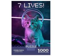 Rompecabezas para Adultos De 1000 Piezas Cat Gaming Rompecabezas para Adultos Juegos Relajantes Decoración del Hogar Desafío Educativo 70x50cm/1000pcs
