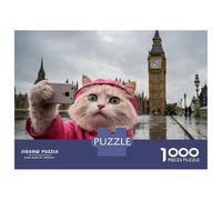 Rompecabezas para Adultos De 1000 Piezas Cat in London Taking A Selfie Rompecabezas para Adultos Juegos De Relajación Corte De Precisión Difícil Y Desafiante 38x26cm/1000pcs