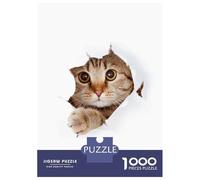 Rompecabezas para Adultos De 1000 Piezas Cat Looking Paper Funny Rompecabezas para Adultos Juguete Decoración De Pared Corte De Precisión 38x26cm/1000pcs