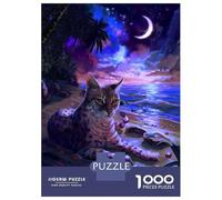 Rompecabezas para Adultos De 1000 Piezas Cat on A Tropical Beach Rompecabezas para Adultos Juego De Ingenio Regalo De Cumpleaños Desafío Educativo 52x38cm/1000pcs