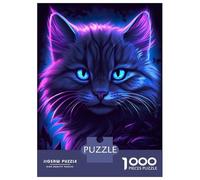 Rompecabezas para Adultos De 1000 Piezas Cat Purple Glow Rompecabezas Antiestrés Juguetes Divertidos Y Humorísticos Actividades Divertidas En Casa, 70x50cm/1000pcs