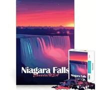 Rompecabezas para Adultos de 1000 Piezas Cataratas del Niágara al Atardecer Arte de Bordes precisos Ejercicio Mental Juego Divertido y Tranquilo Actividad de cumpleaños (38x26cm)