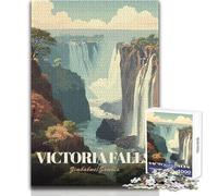 Rompecabezas para adultos de 1000 piezas, Cataratas Victoria, Zimbabue/Zambia, póster de viaje, rompecabezas, juegos familiares, decoración artística para el hogar, juguetes antiestrés, tamaño 50x75cm