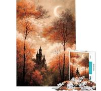 Rompecabezas para Adultos de 1000 Piezas Catedral otoñal bajo la Luna Creciente Rompecabezas para Adultos Actividades Familiares Un Reto para completar 50x75cm