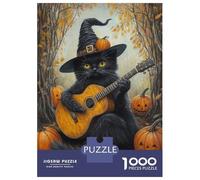 Rompecabezas para Adultos De 1000 Piezas Cat'S Halloween Melody Rompecabezas para Adultos Juguetes Antiestrés Decoración Actividades Divertidas En Casa 38x26cm/1000pcs