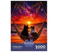 Rompecabezas para Adultos De 1000 Piezas Cats in Hammock at Sunset Rompecabezas Juego De Ingenio Regalos para Mujeres Regalos De Juegos Desafiantes 38x26cm/1000pcs