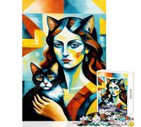 Rompecabezas para Adultos de 1000 Piezas Catwoman con Retrato de Gato Juguetes de Bricolaje Gran Regalo para Juegos Juegos relajantes interacción Entre Padres e Hijos tamaño 38x52cm