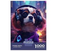 Rompecabezas para Adultos De 1000 Piezas Cavalier Dog Cyberpunk Rompecabezas para Adultos Juguetes Antiestrés Aliviador del Estrés Regalos De Cumpleaños Y Únicos 70x50cm/1000pcs