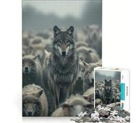 Rompecabezas para Adultos de 1000 Piezas Cazador de Lobos y ovejas Juegos Familiares interacción Entre Padres e Hijos Regalos para Amigos y Familiares 38x52cm