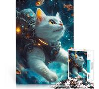Rompecabezas para Adultos de 1000 Piezas Cazador de Peces Gato Espacial Juegos de relajación Adecuado para decoración de Escritorio. 38x26cm