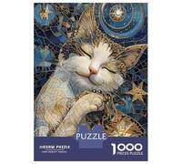 Rompecabezas para Adultos De 1000 Piezas Celestial Cat Wall Art Print Rompecabezas para Adultos Juguetes Antiestrés Corte De Precisión Juego Desafiante Regalos 38x26cm/1000pcs