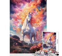 Rompecabezas para Adultos de 1000 Piezas Celestial Horse Plains Juguete para decoración de Pared Grandes Regalos y Juguetes Juego Imposible Lista de Deseos con Papá Noel tamaño 38x52cm