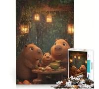 Rompecabezas para Adultos de 1000 Piezas: Cena de la Familia Capibara bajo la Lluvia Decoración de Pared para Juguetes Ideal para la interacción Entre Padres e Hijos cumpleaños