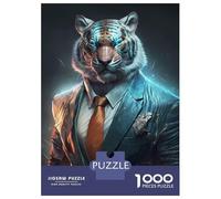 Rompecabezas para Adultos De 1000 Piezas CEO Tiger In Suit Rompecabezas Práctico. Juego De Patrones De Montaje 70x50cm/1000pcs