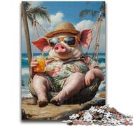 Rompecabezas para Adultos de 1000 Piezas Cerdo de Vacaciones para niños a Partir de 14 años Juego práctico 50x75cm