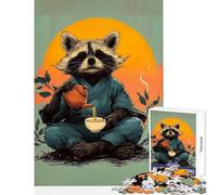 Rompecabezas para Adultos de 1000 Piezas Ceremonia del té del Mapache Zen Juego Imposible desafío difícil Juguete Educativo Que Mejora el Amor Entre Parejas (26x38cm)