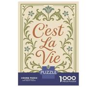 Rompecabezas para Adultos De 1000 Piezas Cest La Vie Floral Text Art Rompecabezas para Adultos Juguetes Antiestrés Análisis Y Lógica Oferta como Regalos para Toda La Familia 70x50cm/1000pcs