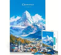 Rompecabezas para Adultos de 1000 Piezas Chamonix Mont Blanc Diseño de Corte Fino Actividad para la Mente Inteligente Tiempo de Paz Juego Arte navideño Exhibición (50x75cm)