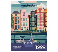 Rompecabezas para Adultos De 1000 Piezas Charming Amsterdam Rompecabezas para Adultos Juegos Relajantes Mejora La Memoria Regalo De Cumpleaños, Regalos, 52x38cm/1000pcs