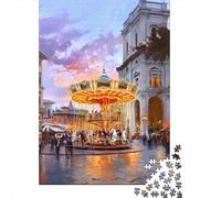 Rompecabezas para Adultos De 1000 Piezas Charming European Carousel Scene Rompecabezas para Adultos Juegos Familiares Pero Divertidos Y Humorísticos Cumpleaños 38x26cm/1000pcs
