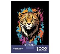 Rompecabezas para Adultos De 1000 Piezas Cheetah Head Graffiti Rompecabezas para Adultos Juego Práctico Corte De Precisión 38x26cm/1000pcs