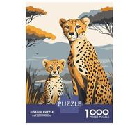 Rompecabezas para Adultos De 1000 Piezas Cheetah Mother and Cub Rompecabezas para Adultos Juego Familiar Decoración Perfecta Cumpleaños Y Navidad 52x38cm/1000pcs