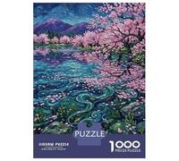 Rompecabezas para Adultos De 1000 Piezas Cherry Blossom Lake with Koi Fish Painting Rompecabezas para Adultos Juegos Relajantes Alivia El Estrés Ayuda A Ejercitar El Cerebro 70x50cm/1000pcs