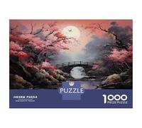 Rompecabezas para Adultos De 1000 Piezas Cherry Blossom Moonlit Bridge Rompecabezas para Adultos Juguetes Antiestrés Mejora La Memoria Oferta como Regalo para Toda La Familia 52x38cm/1000pcs