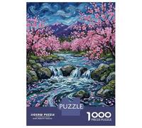 Rompecabezas para Adultos De 1000 Piezas Cherry Blossom River Landscape Painting Rompecabezas para Adultos Juego De Ingenio Patrón De Ensamblaje Regalos para Amigos Y Familiares 52x38cm/1000pcs