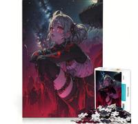 Rompecabezas para Adultos de 1000 Piezas: Chica Anime bajo el Cielo Nocturno, Juegos Familiares, Interesante para Reducir el estrés, colección de Artistas, Bellas Artes 38x52cm