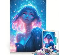 Rompecabezas para Adultos de 1000 Piezas: Chica Anime bajo la Lluvia de neón, Juego práctico, Actividades Divertidas para Hacer en casa, Regalo para Mujeres 50x75cm