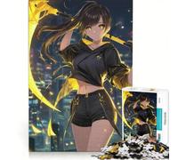Rompecabezas para Adultos de 1000 Piezas: Chica Anime con Arma Dorada, Juego de ingenio, para divertirse en Familia, para Fortalecer el Amor Entre Parejas 50x75cm