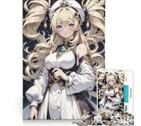 Rompecabezas para Adultos de 1000 Piezas, Chica Anime con Cabello Rubio, Juguete Educativo, dificultad Alta, Lista de Deseos con Papá Noel 38x26cm