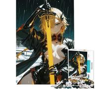 Rompecabezas para Adultos de 1000 Piezas Chica Anime con Espada bajo la Lluvia Juego Educativo desafío Juguete Juego Relajante Una Obra de Arte Regalos para Hombres y Mujeres (Tamaño 38x52cm)