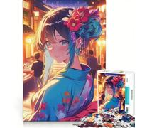 Rompecabezas para Adultos de 1000 Piezas: Chica Anime con Kimono en una Calle de Tokio, Juego Educativo, desafiante para completar, Regalo de Juego desafiante 50x75cm