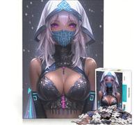 Rompecabezas para Adultos de 1000 Piezas: Chica Anime con máscara, Waifu Gamer, Juego de ingenio, para divertirse en Familia, para Fortalecer el Amor en Pareja 50x75cm