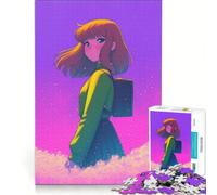 Rompecabezas para Adultos de 1000 Piezas: Chica Anime con Mochila en el Campo, Juegos Familiares, Divertido para Reducir el estrés, colección de Artistas, Bellas Artes 38x52cm