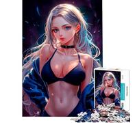 Rompecabezas para Adultos de 1000 Piezas Chica Anime con Ojos Azules Ayuda a ejercitar el Cerebro Una Obra de Arte Juegos relajantes para Mayores de 14 años 50x75cm