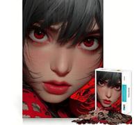Rompecabezas para Adultos de 1000 Piezas,Chica Anime con Ojos Rojos,Arte de Bordes precisos,Juego de Habilidad Mental,Juego Tranquilo,Regalo de cumpleaños para la Mente (50x75cm)