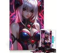 Rompecabezas para Adultos de 1000 Piezas,Chica Anime con Ojos Rojos,Juego de Bordes limpios,Juguete de construcción Que fomenta la concentración,diversión pausada, 38x26cm