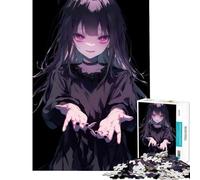Rompecabezas para Adultos de 1000 Piezas Chica Anime con Ojos Rosas Juego Educativo Juguetes didácticos Regalos de Amigo Invisible Mejora la Memoria (tamaño 75x50cm)
