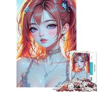 Rompecabezas para Adultos de 1000 Piezas Chica Anime con Ojos Rosas Juego práctico para Adultos decoración Perfecta cumpleaños y Navidad (tamaño 38x26cm)
