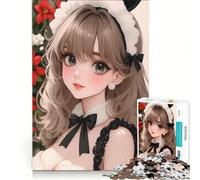 Rompecabezas para Adultos de 1000 Piezas, Chica Anime con Orejas de Conejo, Navidad, Juegos Divertidos, para la diversión Familiar, con Piezas de Formas aleatorias Que encajan Perfectamente 38x52cm
