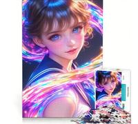 Rompecabezas para Adultos de 1000 Piezas: Chica Anime con Rayo Brillante, Ideal para Juegos, relajación, cumpleaños o Navidad 50x75cm