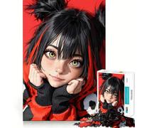 Rompecabezas para Adultos de 1000 Piezas Chica Anime con Sudadera roja,Arte de Corte preciso,Juego para ejercitar la Mente,Tiempo de Juego Relajante, (38x26cm)